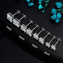 MDFUN 925純銀方形立體切割鋯石18k鍍金耳針,適合男女,日常佩戴和低敏。 - 白色 - 查看 4