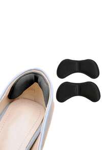 2pcs/pack Simple & Comfortable Black Heel Protector. Soft & Material To Prevent Wearing Of Heel. Also Used As Insole For Shoe Size Reduction, Suitable For All Shoes. - Black - View 3