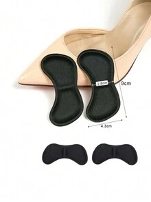 2pcs/pack Simple & Comfortable Black Heel Protector. Soft & Material To Prevent Wearing Of Heel. Also Used As Insole For Shoe Size Reduction, Suitable For All Shoes. - Black - View 2