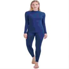 Women's Round Neck Velvet Black Thermal Lingerie Set Winter Pajama Set For Cold Weather, Outdoor Sports, Cold Protection, Warm Bottom, Home Comfort, Stretch Fabric Pajamas, Autumn And Winter Gifts - Blue - View 6