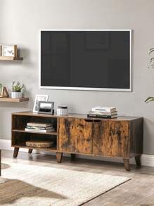 VASAGLE Mueble de TV con 2 Puertas, Soporte para TV con estantes Ajustables, Longitud 140 cm, para televisores de 65 Pulgadas, salón, Comedor, Dormitorio, marrón, rústico - Óxido marrón - Ver 1