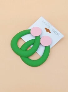 1set Fashionable Multicolor Exaggerated Stud Earrings, Women's Versatile Accessories - Green - View 12