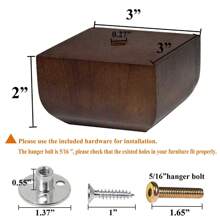 2 inch Sofa Legs Set of 4 Wood Replacement Furniture Leg Square Bed Feet for Couch, Dresser, Futon, Cabinet