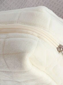 1 件纯色时尚休闲涤纶化妆包大容量多功能化妆品收纳化妆工具带拉链化妆收纳包便携式化妆包适用于旅行和大学宿舍适合女性和女孩旅行必需品情人节礼物女性礼物女孩礼物女友礼物被子简约 - 白色 - 查看 7