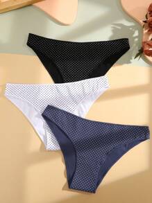 3入組女款簡約舒適波點三角底褲套裝 - 彩色 - 查看 3