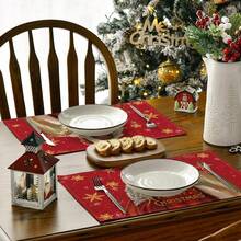 1pc Snowflake & Santa Claus Patterned Christmas Table Placemat Decoration - snowflake santa - View 6