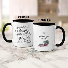 Caneca Frase Professores Ensinar é Deixar Parte de Si Xícara - Preto - Visão 2