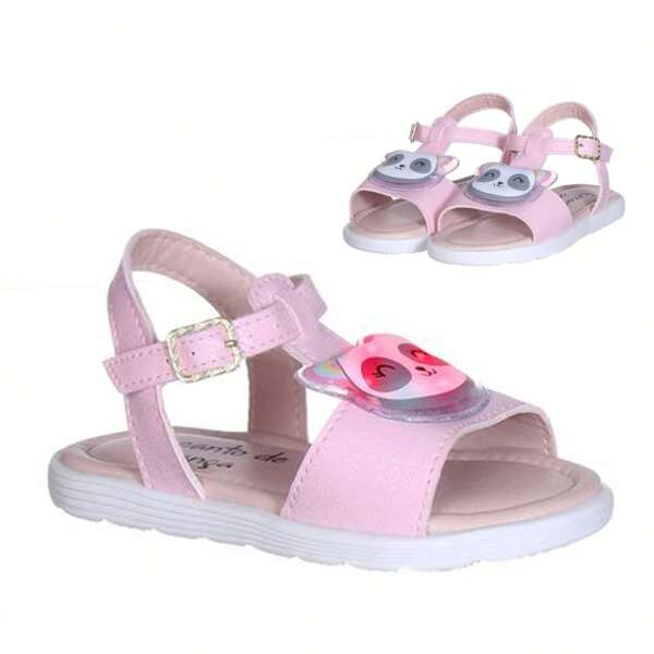 Sandália Ursinho Luz Led Infantil Love Pet Menina Rosa