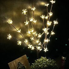 Majisu 1入櫻花枝形燈,20支家居風格裝飾花枝燈,家居花瓶裝飾,婚禮生日聖誕節假日派對室內外使用,暖白色光 - 白色 - 查看 4