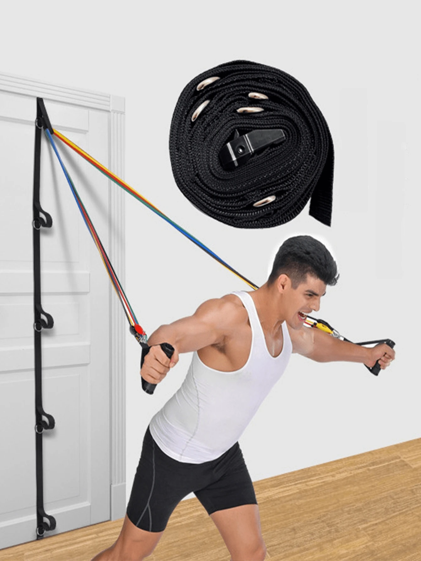 1顆彈力繩門扣懸吊訓練用門夾式家用健身器材多點門錨(不含彈力繩) - 黑色 - 查看 1