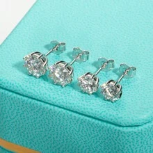 ANU JEWEL D顏色VVS1莫桑石水鑽925純銀耳釘 - 白色 - 查看 6