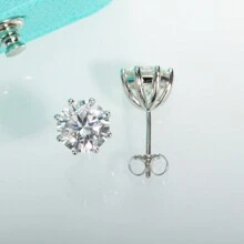 ANU JEWEL D顏色VVS1莫桑石水鑽925純銀耳釘 - 白色 - 查看 7