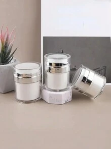 全新1 件30 毫升真空幫浦罐，可再填充空真空幫浦罐真空下推式保濕幫浦分配器，適用於精華液、護膚霜、精華液、防漏便攜式旅行容器，空真空幫浦罐可再填充霜罐真空瓶擠壓乳液罐便攜式尺寸容器，適用於乳霜和乳液乳液化妝品容器旅行膏霜容器旅行存放化妝乳液浴室旅行露營大學宿舍戶外健行商務家用 - 白色 - 查看 5