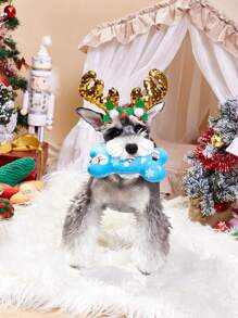 nicovaer 1入組聖誕閃粉馴鹿角寵物頭箍,尺寸15-55cm可調,適用於貓狗聖誕裝扮