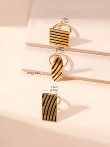 Bộ 3 chiếc nhẫn nữ thời trang thiết kế sọc hình học kim loại phóng đại cá tính - Vàng - Xem 3