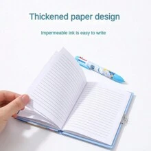 64頁兒童密碼日記簿,小學獎品手工帳本禮物組合帶鎖筆記本,開學禮物,適合學前兒童學習和寫作,男女童聖誕禮物 - 藍色 - 查看 5