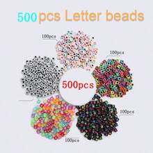 500 顆 5 色字母珠字母珠壓克力彩色立方體 Kandi 珠用於人造珠寶製作 DIY 項鍊手鍊 6 毫米 - 彩色 - 查看 2