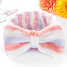 1入歐美風格毛絨條紋化妝頭帶,簡約時尚多用途舒適溫和的頭飾,適用於洗臉敷臉 - 彩色 - 查看 2