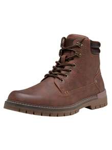 SHOESMALL Mens Boots Fashion Casual Boot Hiking Zipper Chukka Boots For Men - AMY8118A-brown - View 5