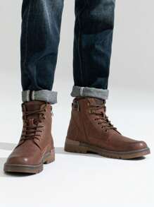 SHOESMALL Mens Boots Fashion Casual Boot Hiking Zipper Chukka Boots For Men - AMY8118A-brown - View 2