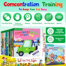 20 本/套兒童卡通貼紙書、男孩和女孩的故事貼紙、早期教育活動書、大腦訓練學習玩具、生日禮物、兒童貼紙書 - 彩色 - 查看 2