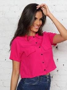 Women Blouses - 玫紅色 - 查看 1