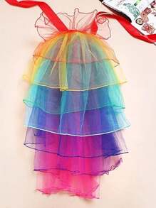 1 件女士彩虹芭蕾短裙成人漂亮女士尾裙芭蕾短裙女士多层彩虹裙摆舞蹈薄纱芭蕾短裙俱乐部服装狂欢节美国派对舞蹈仙女