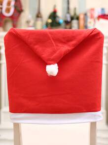 1pc Red Non-woven Fabric Christmas Chair Cover With Santa Hat For Christmas Table Decoration, 4pcs/6pcs Available - Red - View 4