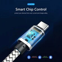 1PC nylon braided fast charger cable android phone fast charging data cable - White - View 3