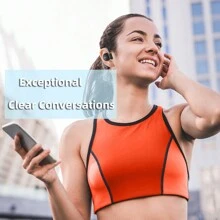 DOSS Open Ear Headphones, Bluetooth 5.3 Wireless Headphones with Digital Display Charging Case 30 Hours Playtime, Rotatable Ear Hooks, Maximized Comfort and Secure Fit Open Ear Earbuds for Workout, Walking - 黑色 - 查看 6