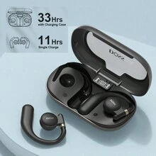 DOSS Open Ear Headphones, Bluetooth 5.3 Wireless Headphones with Digital Display Charging Case 30 Hours Playtime, Rotatable Ear Hooks, Maximized Comfort and Secure Fit Open Ear Earbuds for Workout, Walking - 黑色 - 查看 10