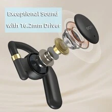 DOSS Open Ear Headphones, Bluetooth 5.3 Wireless Headphones with Digital Display Charging Case 30 Hours Playtime, Rotatable Ear Hooks, Maximized Comfort and Secure Fit Open Ear Earbuds for Workout, Walking - 黑色 - 查看 3