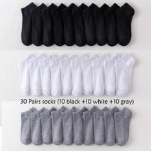 30pairs Boat Socks, No Show Socks For Men & Women, Comfortable, Soft, Breathable, Big Feet, Thin - Multicolor - View 1