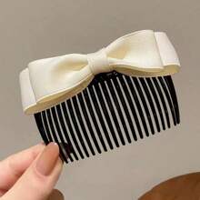 Hair Clip Comb With Bowknot Decor For Adjusting , Suitable For All Hair Styles - Beige - View 2