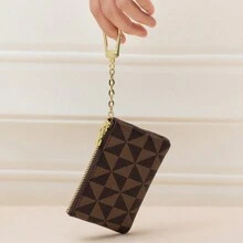Fashion Coin Purse, Versatile Zipper Faux Leather Storage Bag For Credit Card & Lipstick - Coffee Brown - View 3