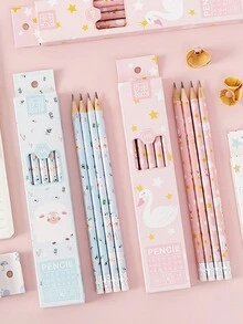 6入組羊設計鉛筆 - 薄荷綠 - 查看 3