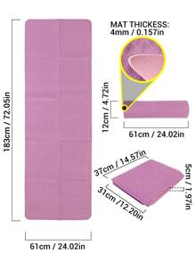 Tím + Màu hồng 183*61CM Màu kép Gấp lại 4MM Tấm thảm Yoga - Màu tím - Xem 3