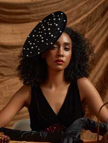 華麗頭飾帽,鴨舌酒會茶會頭箍,復古肯塔基德比華麗頭飾,星空主題帽子 - 黑色 - 查看 4