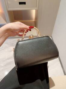 Moonlit EveBag Women's Fashionable Rhinestone Decor Evening Clutch Party Box Bag - Black - View 5