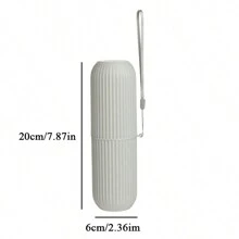 1入行動牙刷盒,條紋圖案和單色,旅行時可以放置牙刷、牙膏、杯子,簡約北歐風格 - 粉色 - 查看 6