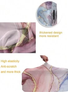 时尚大理石纹行李箱套 保护性行李箱套 拉杆箱 全印花旅行箱 弹力防尘罩 18 至 32 英寸 学校用品 返校用品 大学宿舍学生必备 旅行箱套 行李保护套 男女适用 假期旅行 户外包 学校用品 - 淺灰紫 - 查看 4