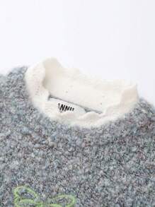 Annil Jersey de cuello alto redondo azul para niña con Bottom cálida