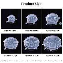 6pcs/set Household Dustproof Silicone Sealing Fresh-keeping Cover Elastic Universal Food Bowl Lid For Fridge - White - View 2