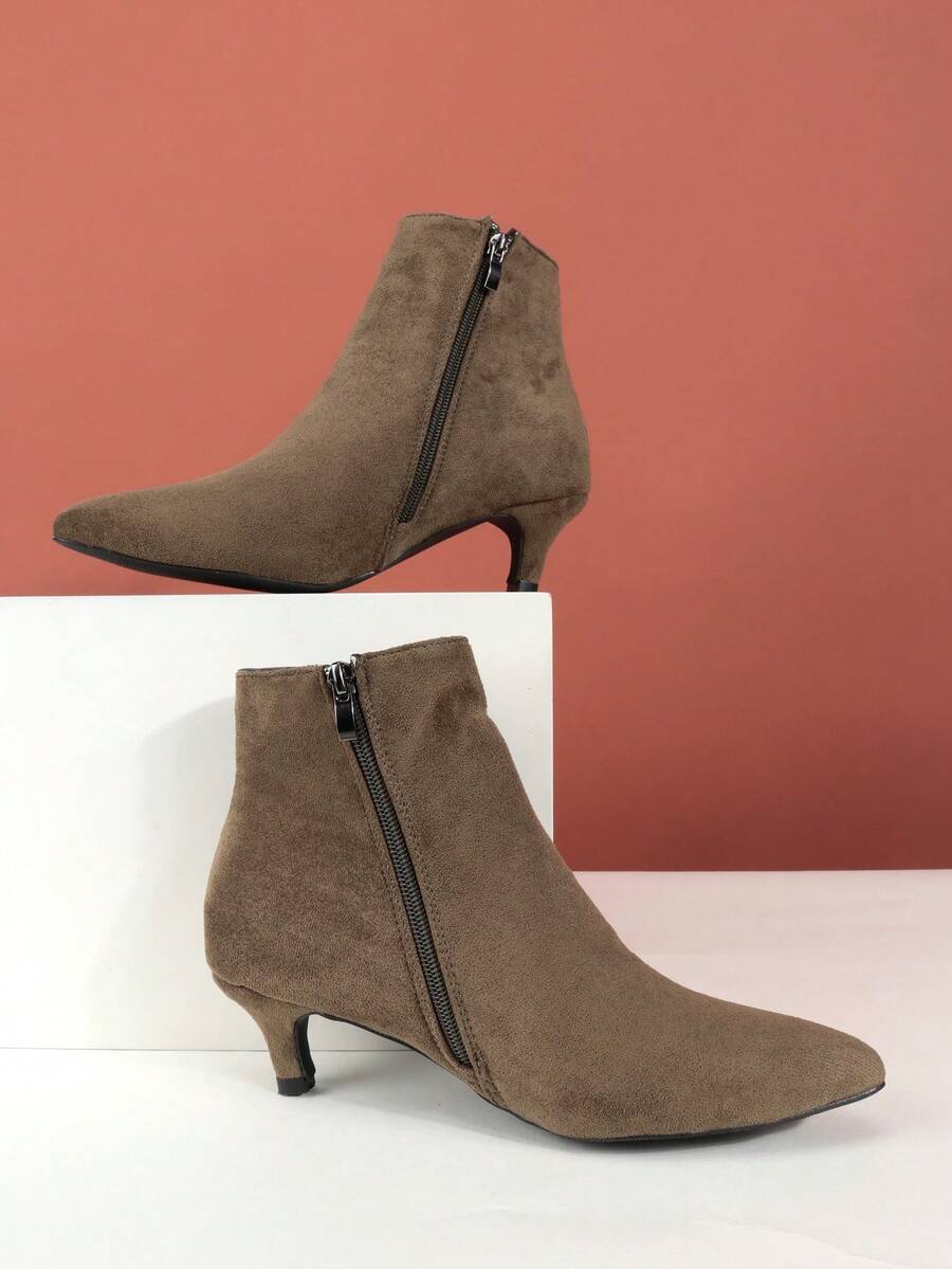 Bốt & Bốt đến mắt cá chân dành cho nữ Dây kéo bên - Cà phê nâu - Xem 1