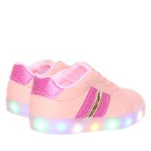 Tênis calçado com iluminação luz de led que pisca infantil criança bebe juvenil nude ou rose