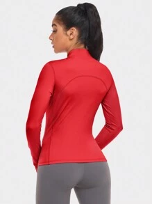 VUTRU 1pc Women's Sports Jacket With Thumb Hole, Fitted, For Running & Yoga Spring - 紅色 - 查看 2
