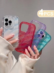 4 piezas Funda de teléfono con láser ondulado compatible con iPhone 17 Pro Max, 13/16 Pro Max - Multicolor - Ver 2