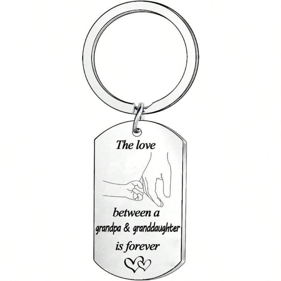 1 件装爷爷给孙女不锈钢钥匙扣爷爷和孙女爱情礼物配饰情人节 - 銀色 - 查看 1