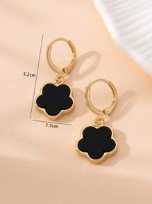 1 Pair Metal Fashion Four-Leaf Clover Pendant Earrings - Black - View 5