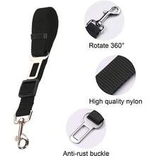 1 件装宠物旅行汽车安全带，纯色，360° 旋转带扣设计牵引绳 - 黑色 - 查看 2